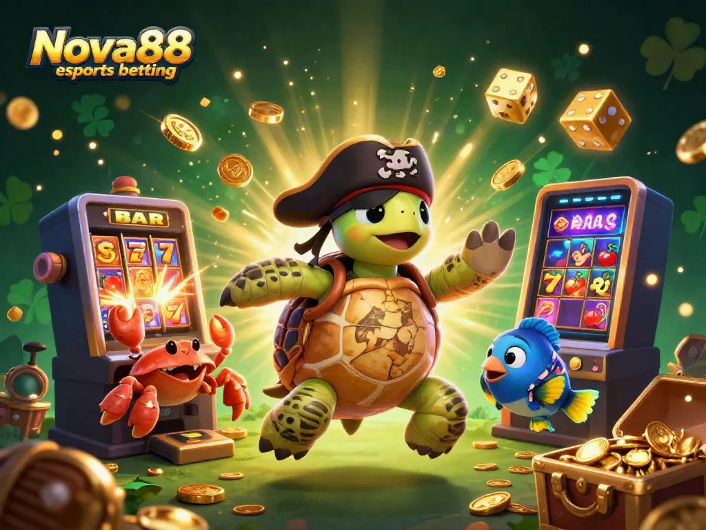 Experience Nova88 esports betting with lively characters and dynamic casino elements bursting with action.