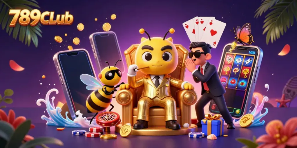 Spin to win with 789CLub in this vibrant casino scene featuring rich 3D characters and dynamic game elements.
