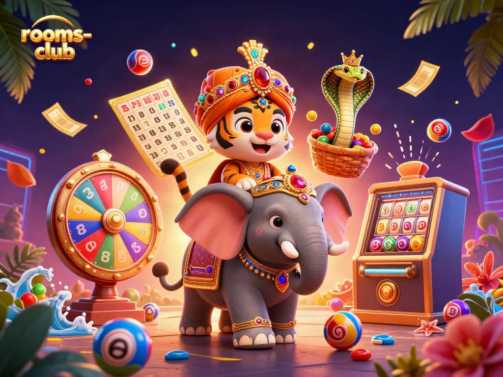 Menangkan hadiah di rooms-club dengan mesin slot dan bola lotere berwarna.