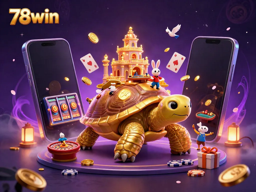 Experience casino excitement with 78win's golden tortoise and virtual games swirling golden coins