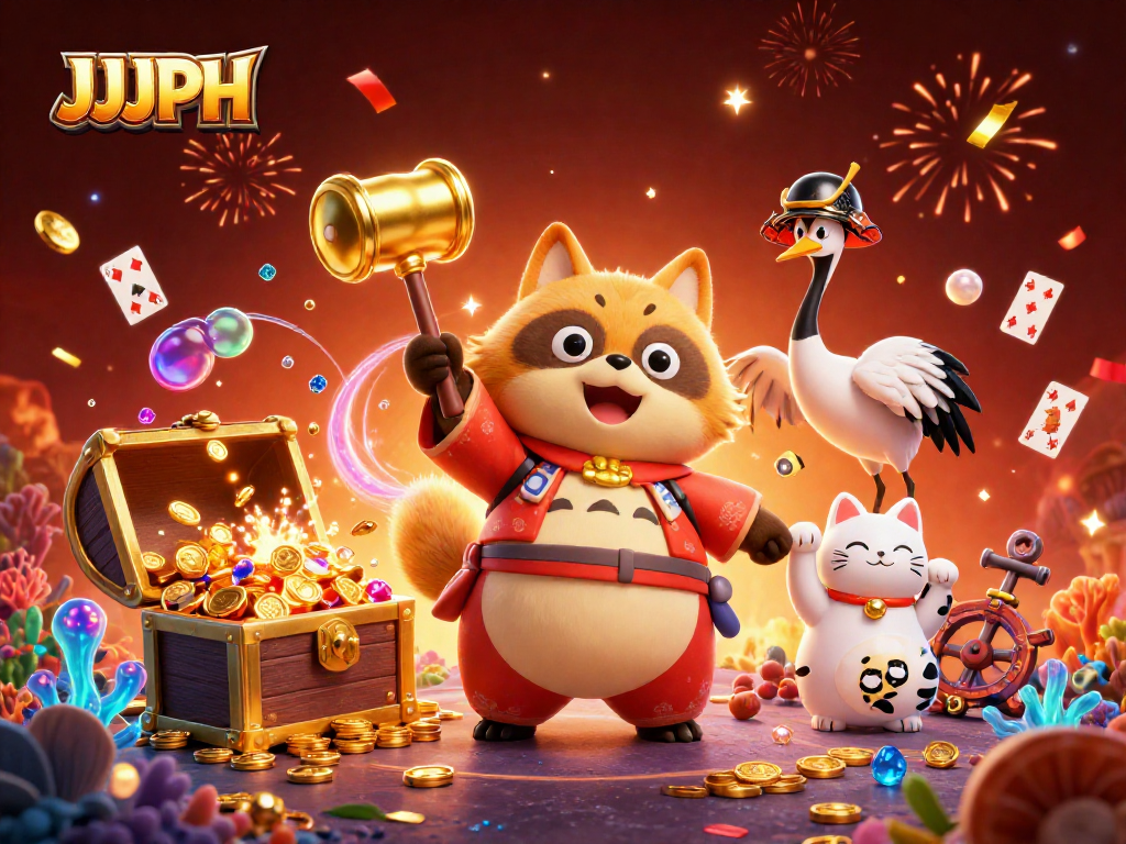 Manalo sa Laro ng JJJPH kasama ang masayang tanuki at mga nakakaakit na simbolo ng swerte.