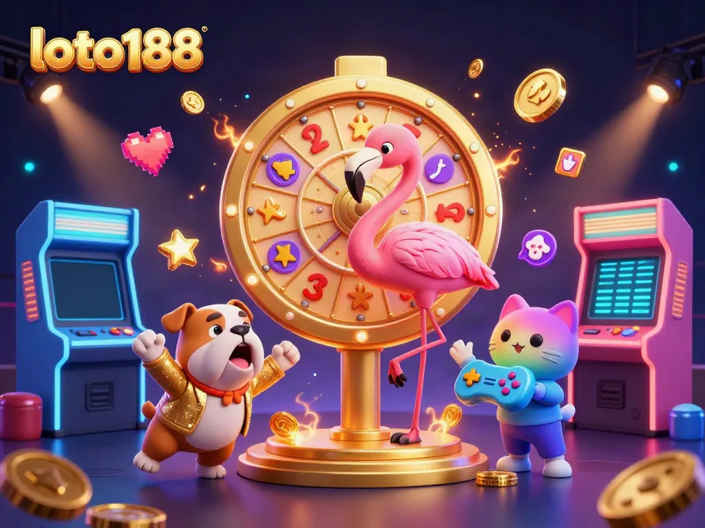 Experience thrilling gameplay at loto188 with game show characters and vibrant casino elements.