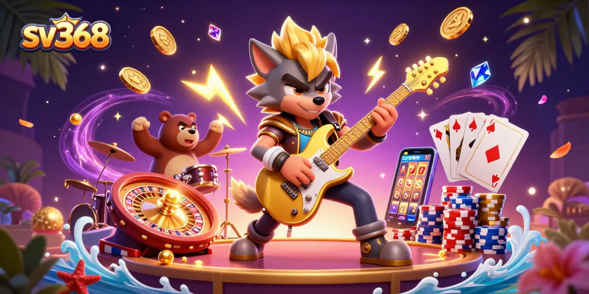 Experience thrilling casino action with sv368's dynamic gaming visuals, featuring vibrant characters and sparkling elements.