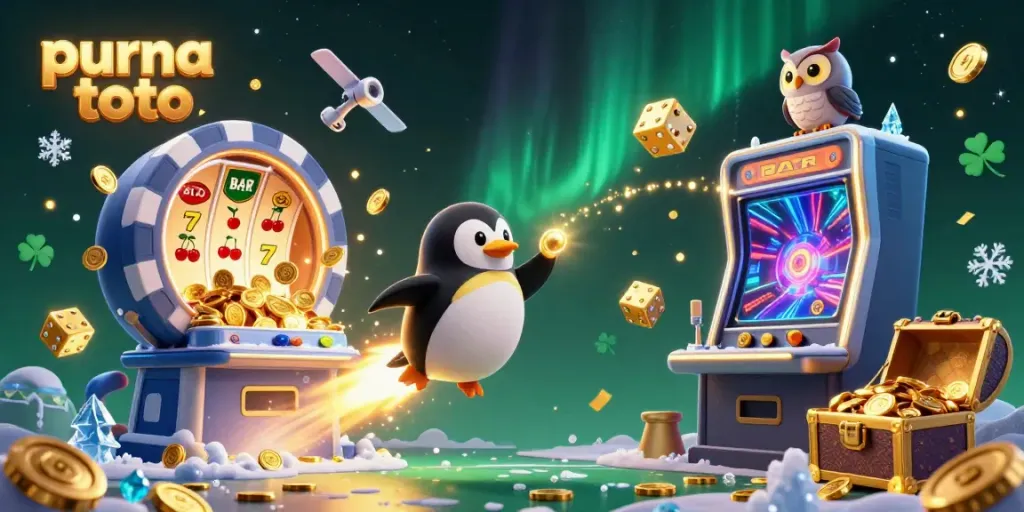 Slot gacor purna toto menghadirkan suasana bermain yang seru dengan karakter kartun unik dan elemen kasino.