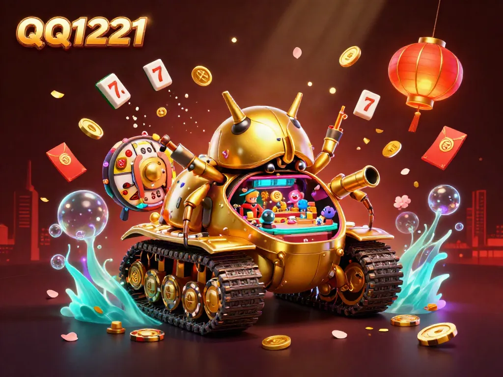 Experience excitement with QQ1221's vibrant casino-themed scene featuring lucky symbols.