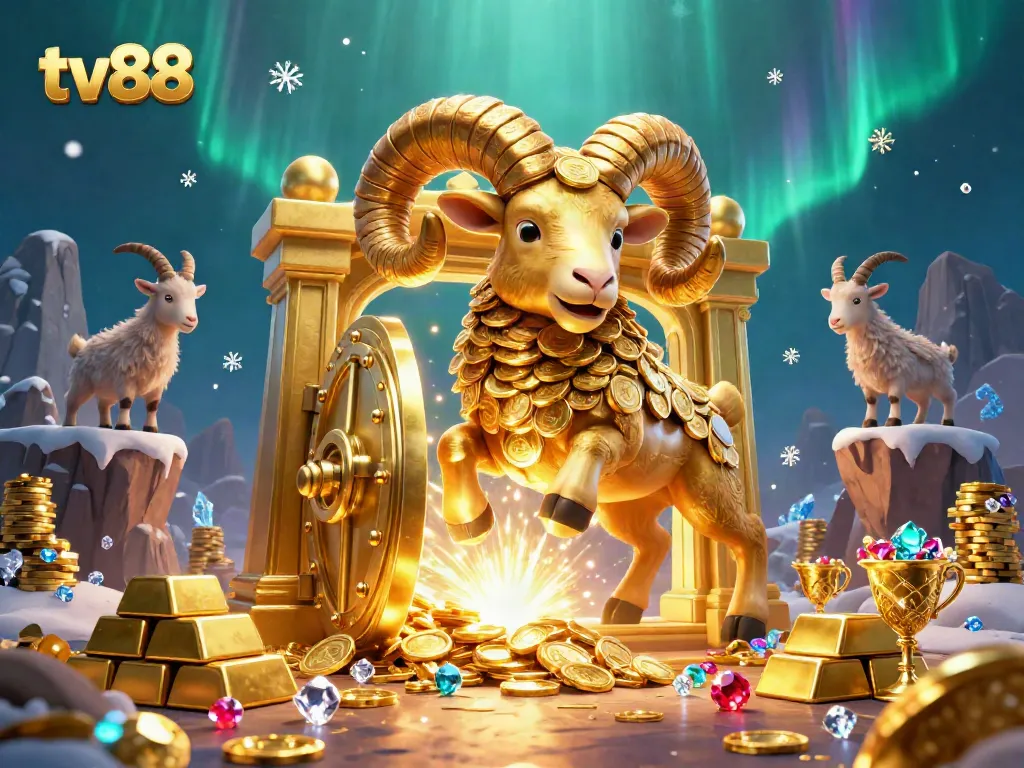 Experience thrilling wins with the tv88 golden ram charging through a vibrant casino environment.
