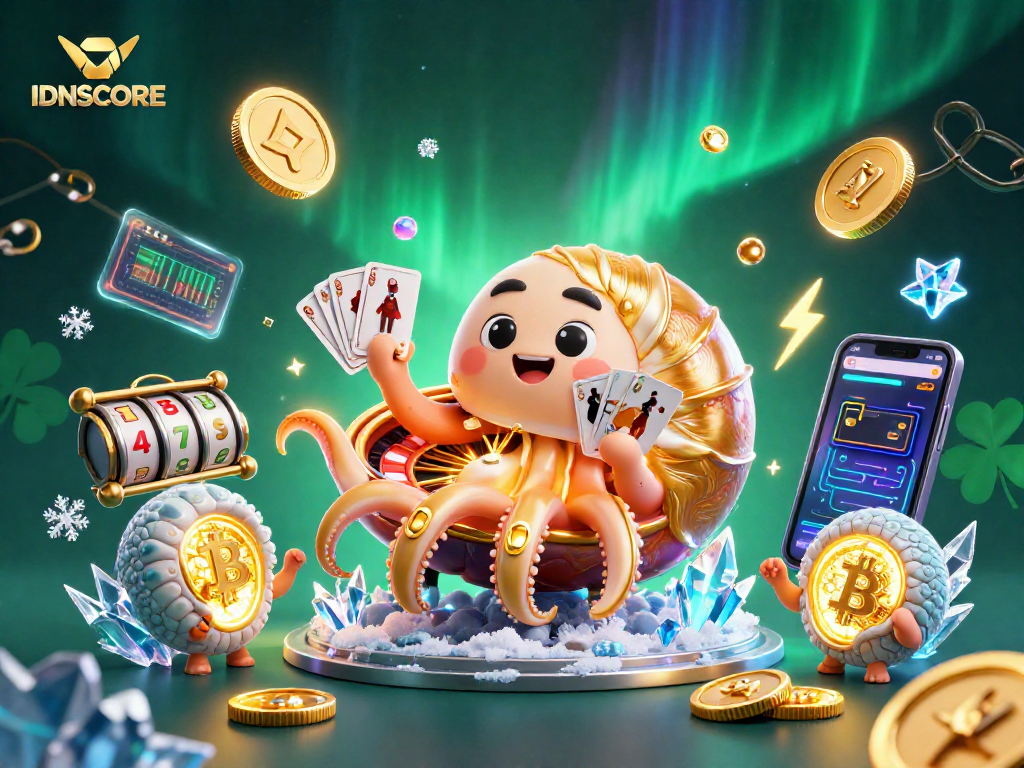 Engage with IDNSCORE's vibrant casino loyalty scene featuring jackpots, crypto elements, and immersive gaming.