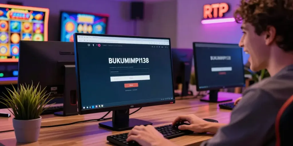 Gambaran pemain bersemangat saat mengakses halaman login bukumimpi138 untuk bermain slot dengan RTP tinggi di rumah.