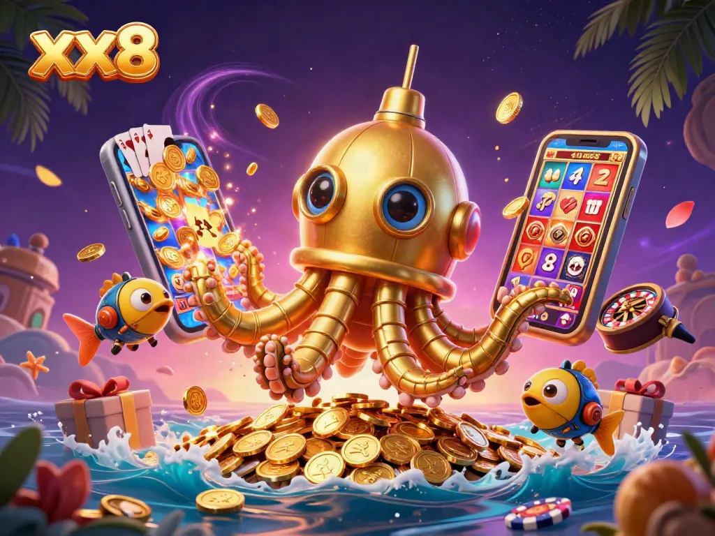 Win big at xx8 with vibrant slot games and a dynamic underwater adventure scene.