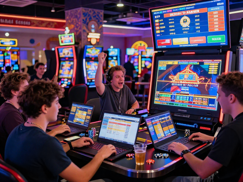 Engaged players at nx303 online casino enjoying slot games with vibrant visuals.