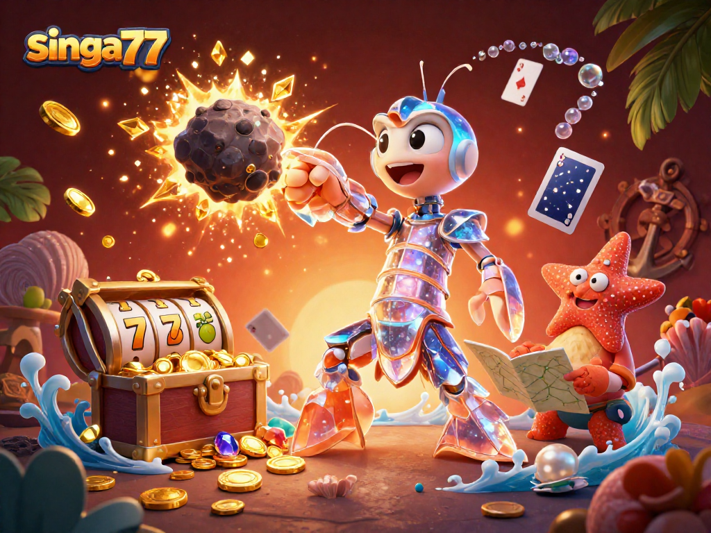 Singa77 engages players with slot action and vibrant treasure amidst galactic adventure.