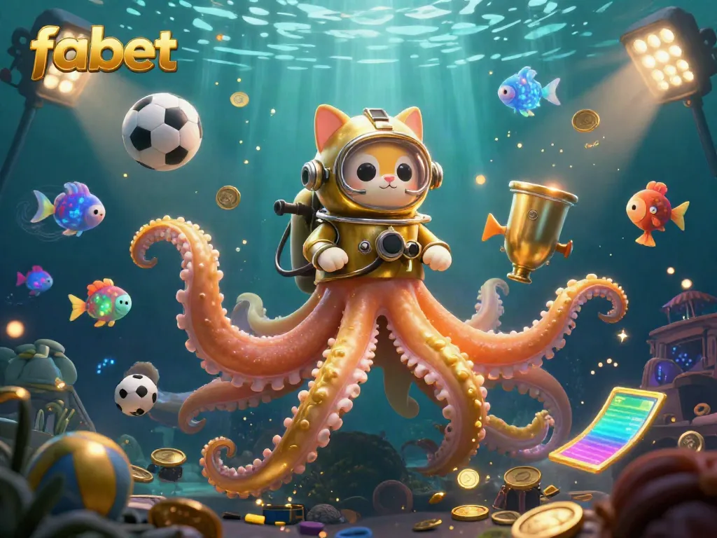 Experience thrilling wins with fabet in a lively casino atmosphere enhanced by a colossal kraken.