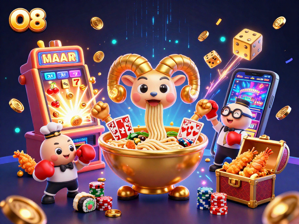 Experience the thrilling excitement of O8 with vibrant, dynamic casino game elements bursting from the scene.