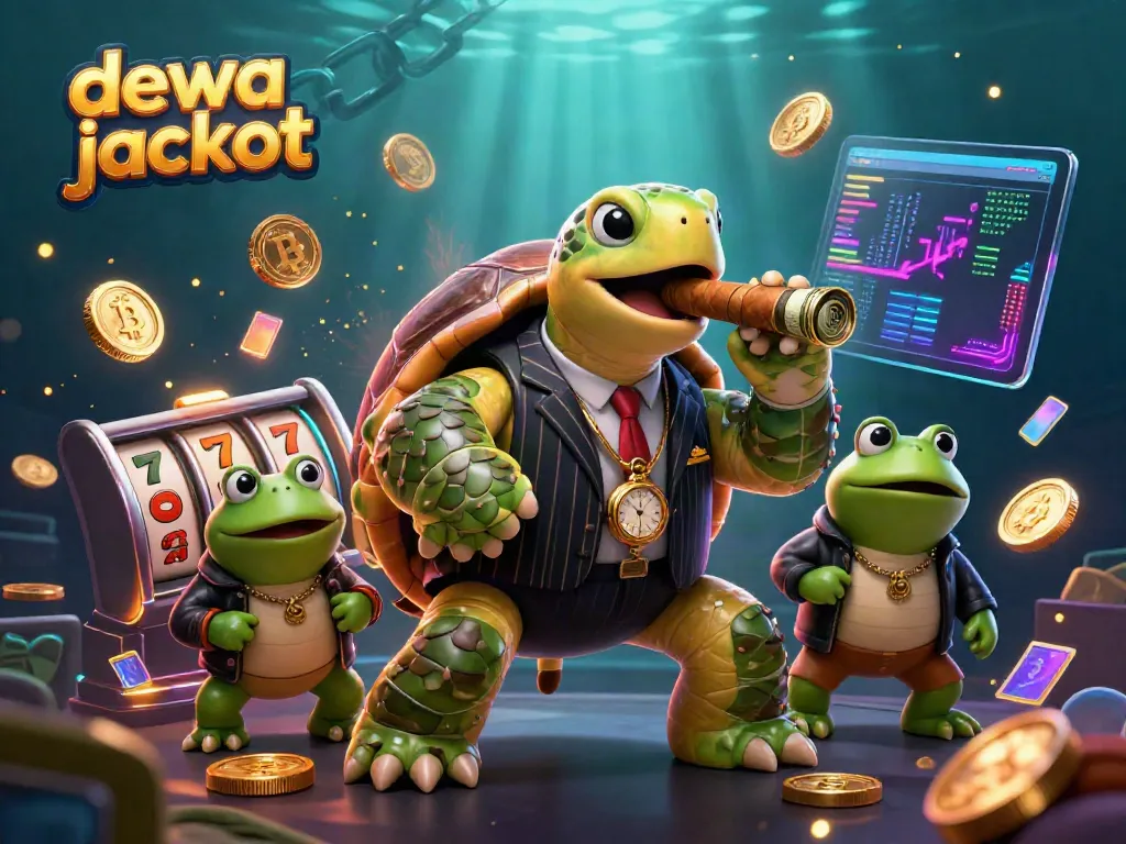 Menghadapi jackpot di dewa jackpot dengan karakter unik dalam ilustrasi kasino 3D.