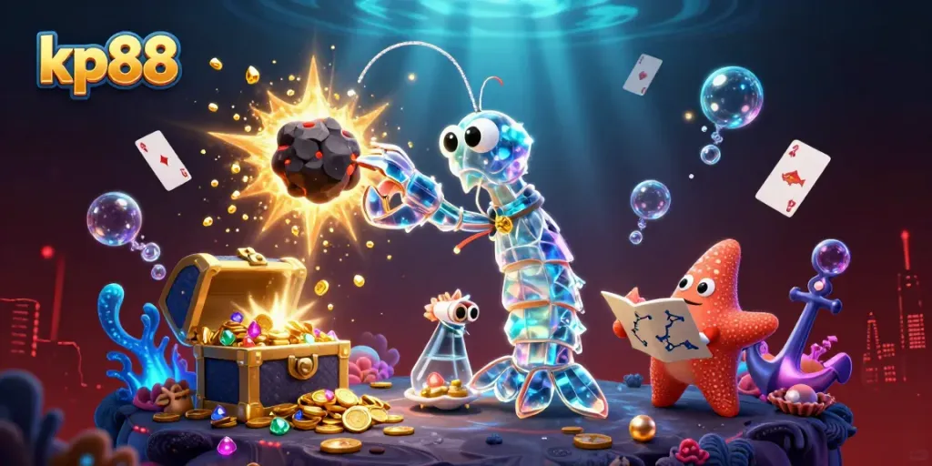 Explore kp88's underwater treasure scene with a galactic samurai and explosive gems.