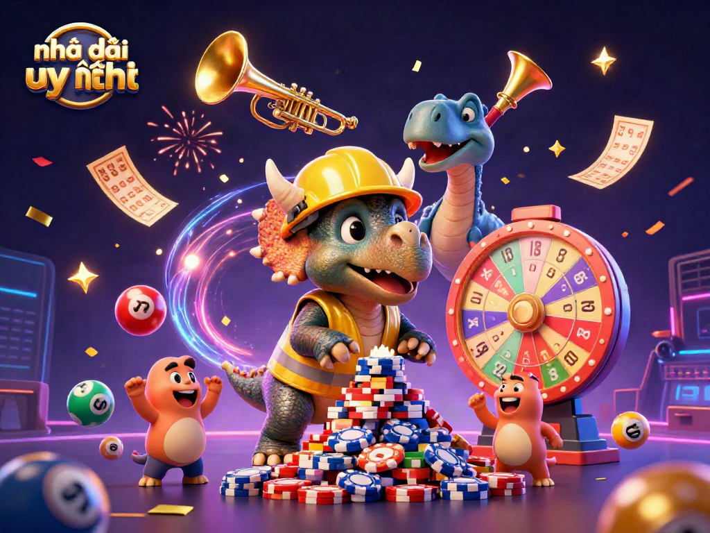 Engage with Nhà cái uy tín in a vibrant illustration showcasing dynamic lottery elements and casino excitement.