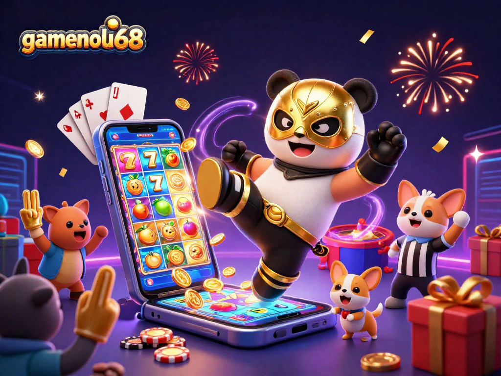 Experience thrilling slots with gamenohu68 featuring a panda wrestler in action.