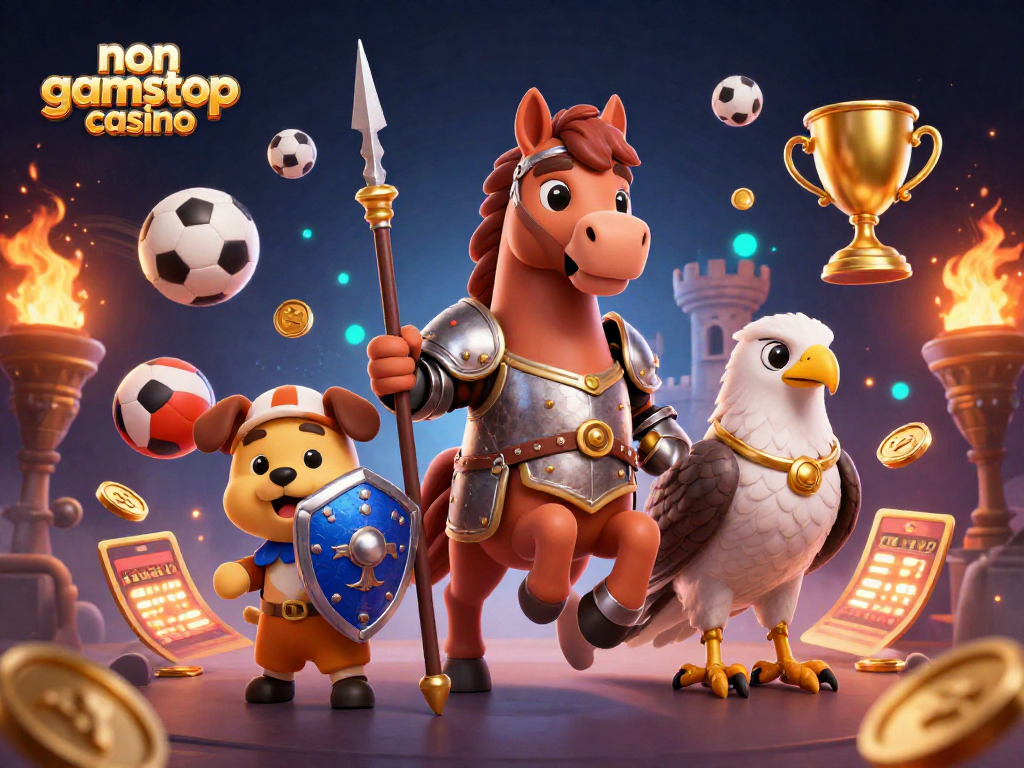 Engage in a thrilling non gamstop casino adventure with knights, sports, and golden trophies.