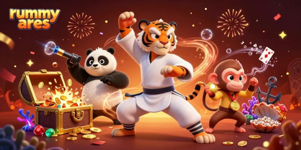 Join the thrilling rummy ares adventure with dynamic characters and vibrant casino elements!