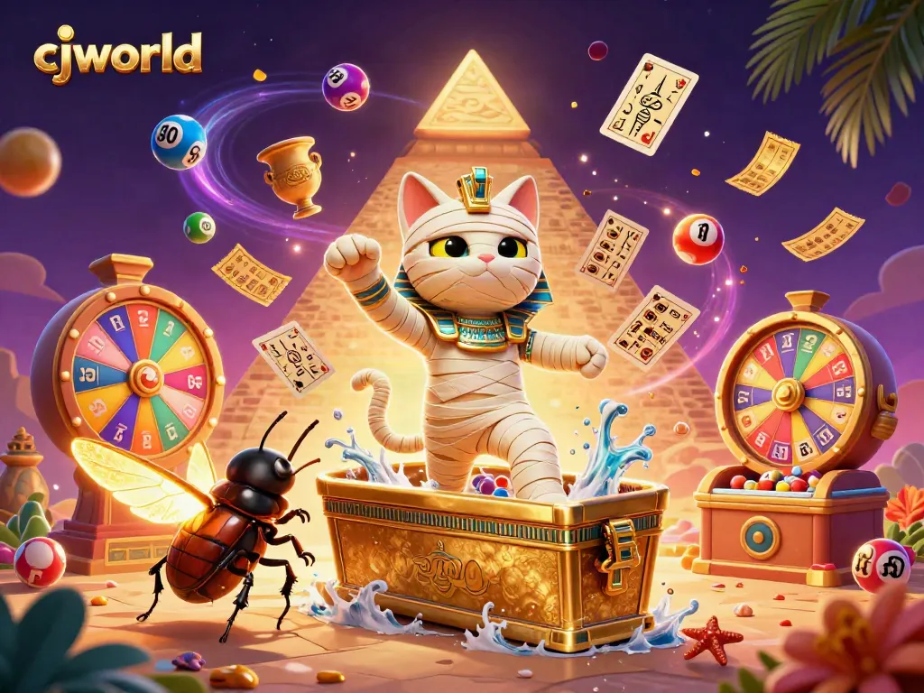 cjworld มนตร์เสน่ห์ของคาสิโนออนไลน์ที่น่าตื่นเต้นด้วยแมวมัมมี่และลูกบอลลอตเตอรี่หลากสี