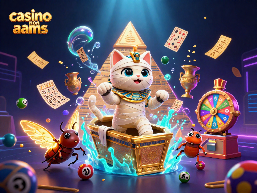 Gioca online nel casino non aams con il gatto mummia egiziano in un'illustrazione 3D ricolma di emozioni.