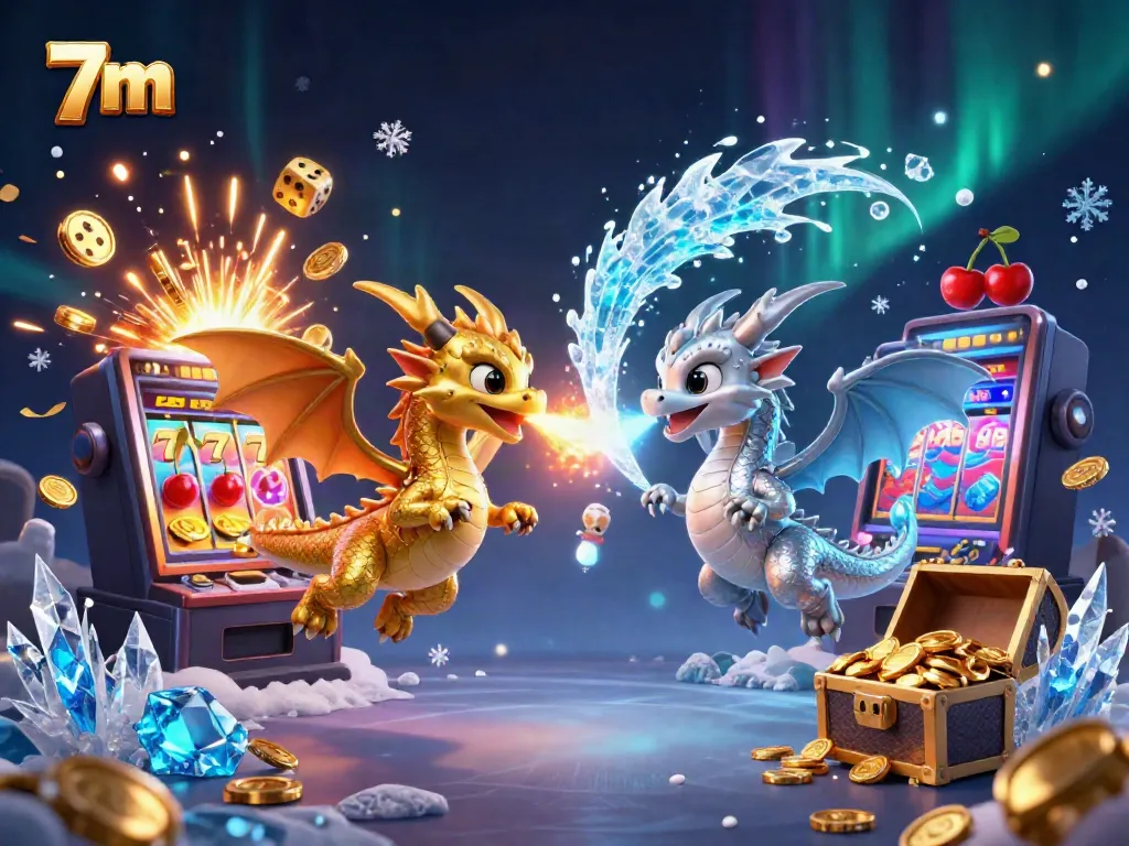 Experience 7m's thrilling casino challenges with golden dragons amidst dynamic gambling elements.