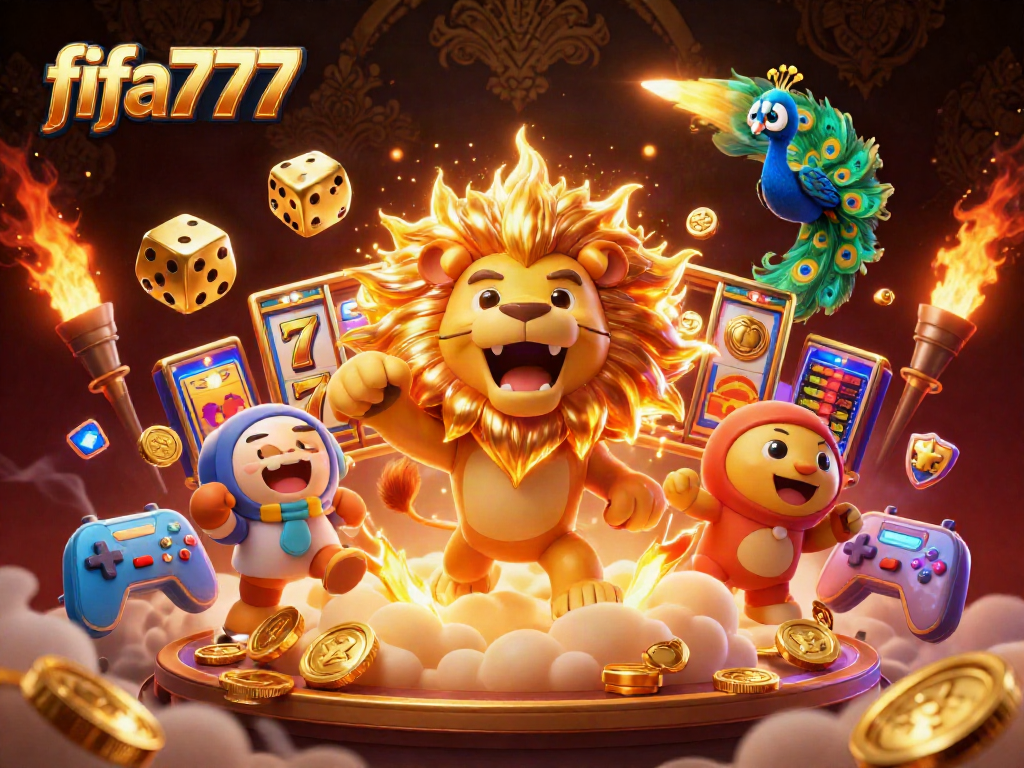 Experience excitement with fifa777 as a 3D lion roars over jackpot reels and golden coins.
