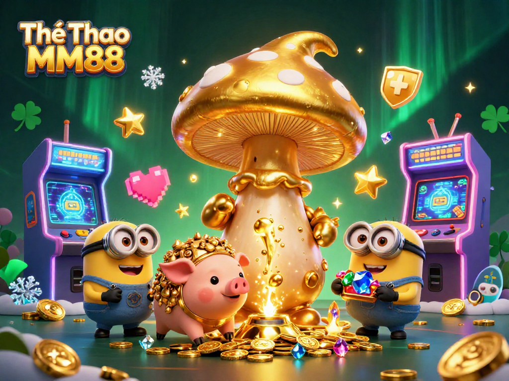 Engage in Thể Thao MM88 with an enchanting scene featuring a wizard crafting gold and treasure in a vibrant casino setting.