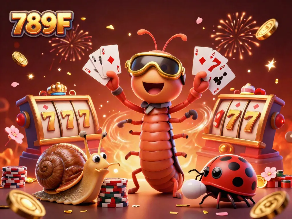 Experience excitement at 789F with a millipede dealer showcasing vibrant casino action and lucky symbols.