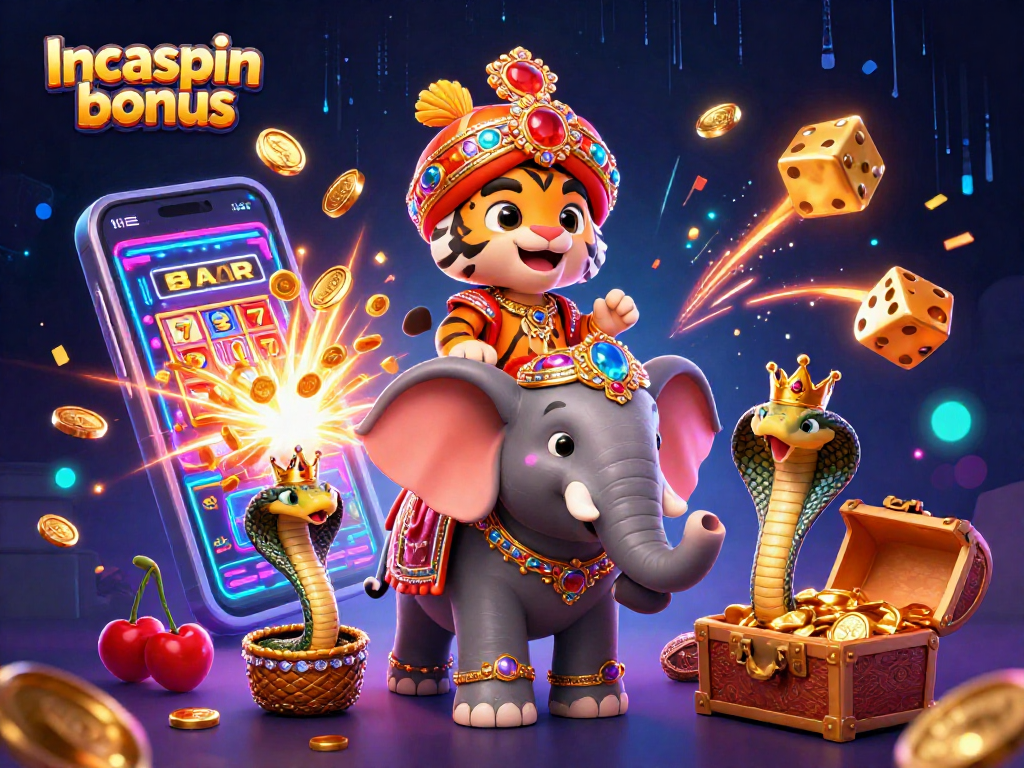 Experience the excitement of Incaspin bonus with vibrant 3D casino visuals, bonus bursts, and rich illustrations.