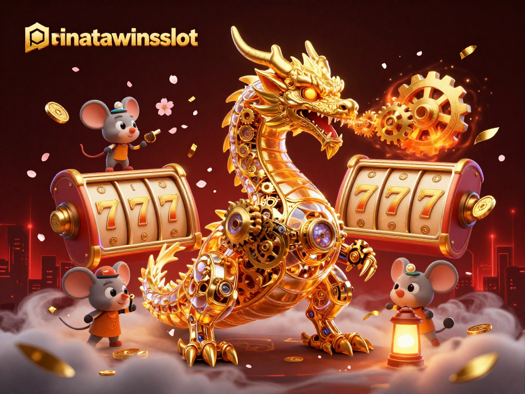 Engage with pinatawinsslot through thrilling slot action featuring a golden dragon and festive elements.