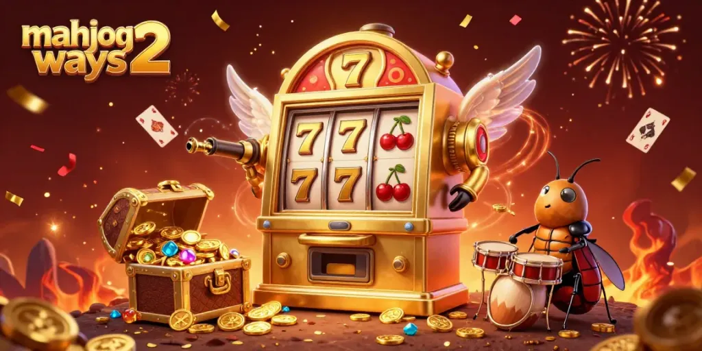 Experience the excitement of mahjong ways 2 with vibrant slot machine elements and a lively rock star scene.