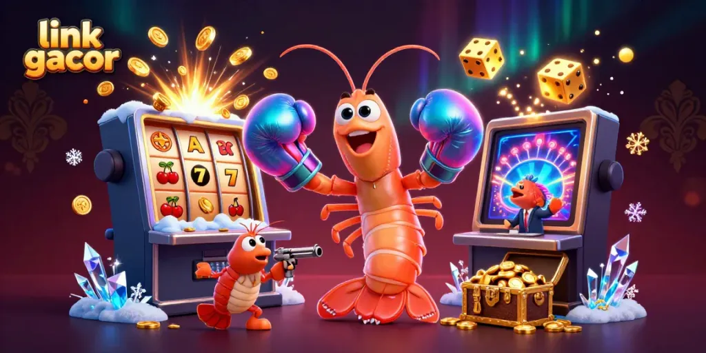 Experience the excitement of link gacor with vibrant 3D shrimp characters and jackpot elements.