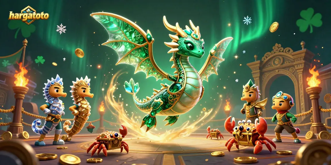Experience thrilling gameplay at hargatoto with a vibrant 3D fantasy casino scene featuring a dragon.