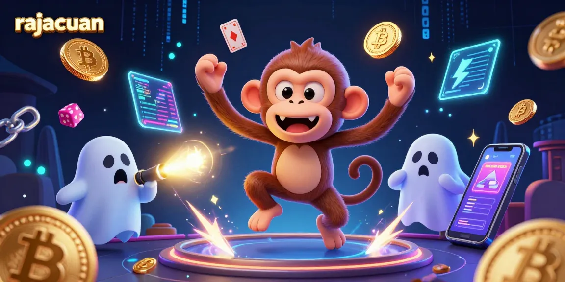 Engage with rajacuan as a playful poltergeist monkey juggles golden casino treasures.