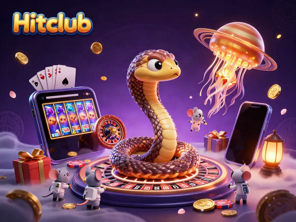 Experience thrilling gameplay at Hitclub with casino-themed cosmic characters and colorful slot games.