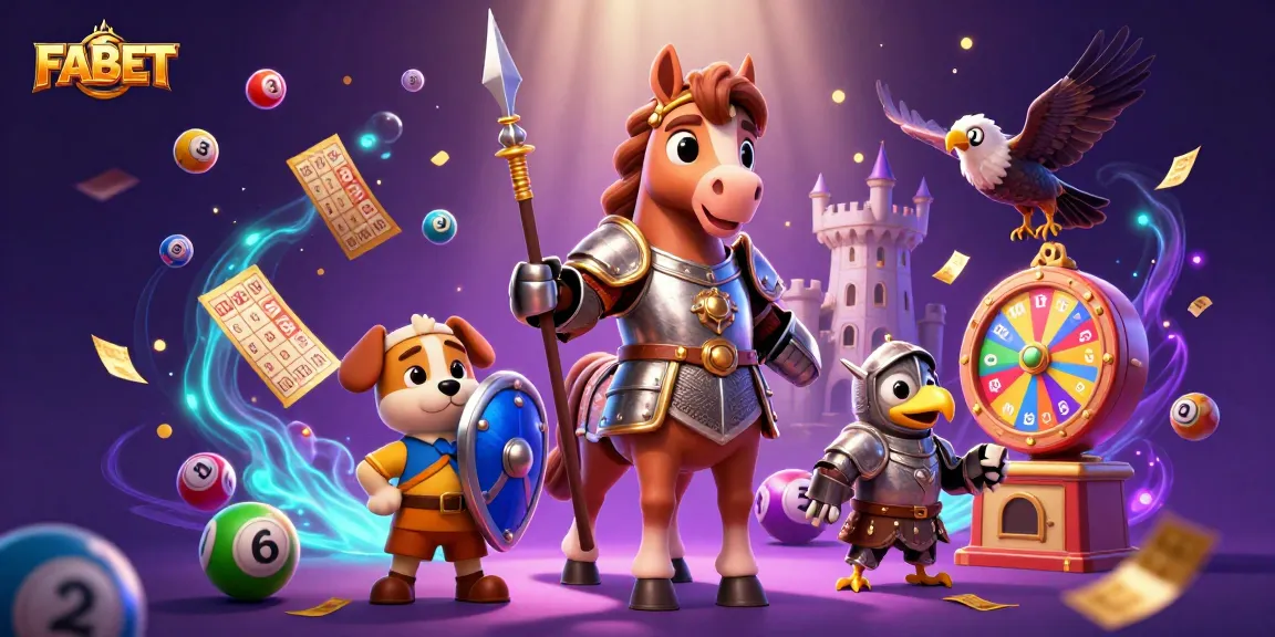 Experience excitement at FABET with a lively 3D casino illustration featuring knights and dynamic games.