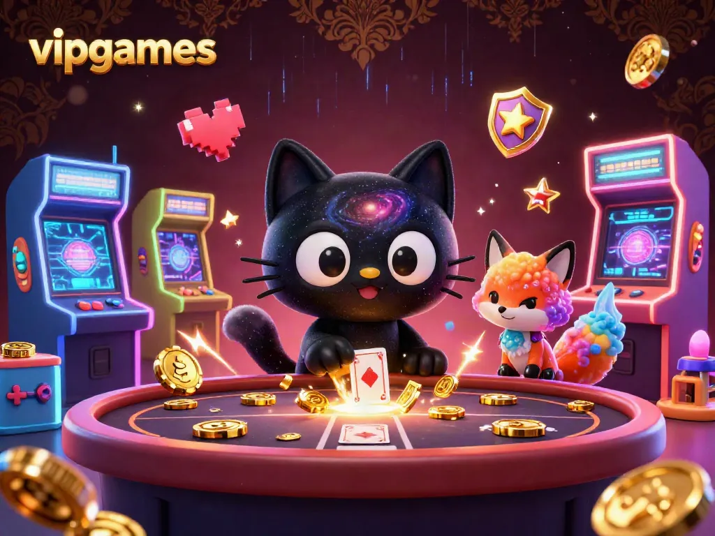 Engage with vipgames in a vibrant cosmic casino, featuring unique characters and colorful elements.