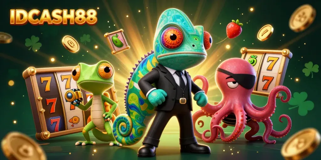 Experience the thrill of IDCASH88 with vibrant 3D characters and exciting slot elements in action.