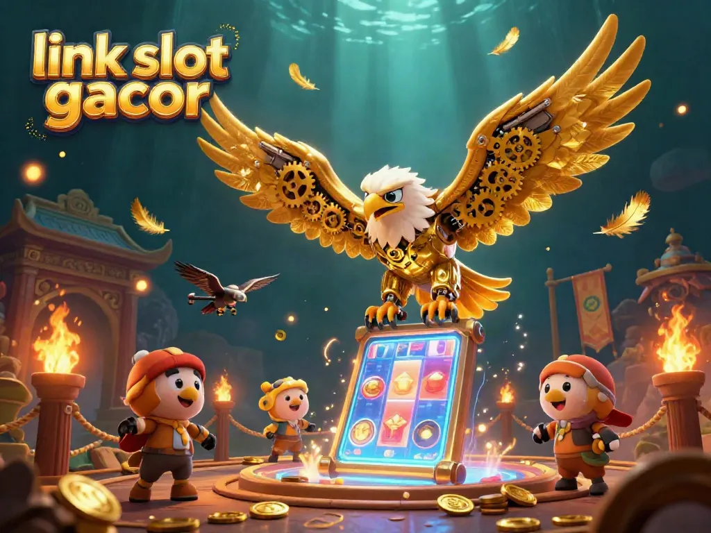Experience thrilling action with the link slot gacor amidst a vibrant casino-themed 3D illustration.