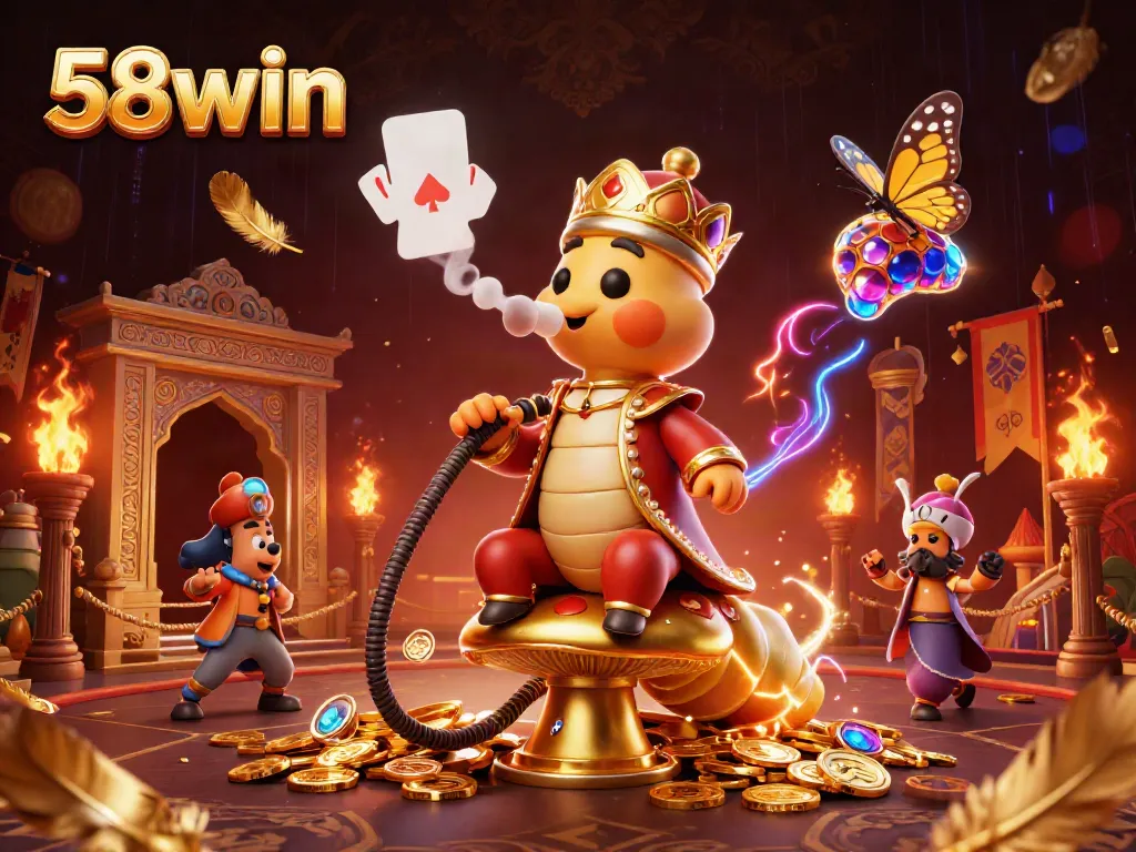 Experience the vibrant world of 58win, with dynamic casino elements and enchanting characters.