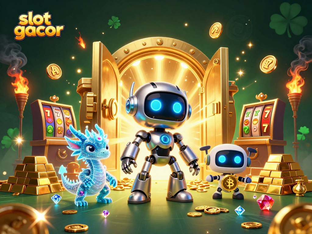Engage with slot gacor gameplay in this vibrant 3D illustration featuring casino elements