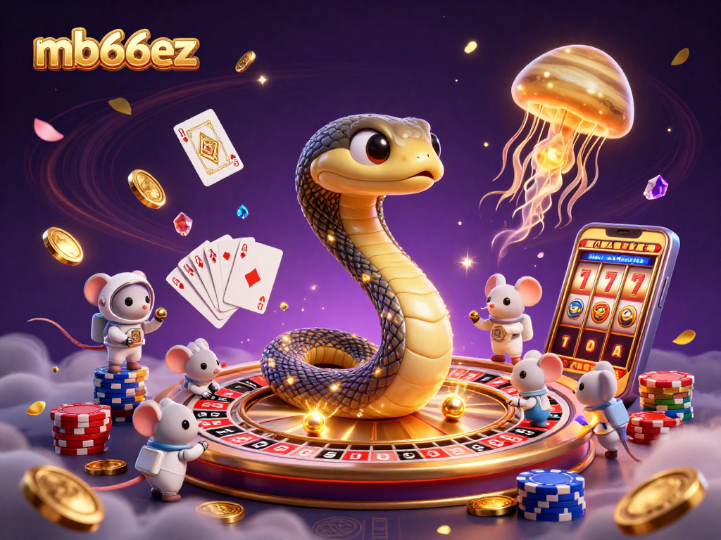 Experience the thrill of mb66ez with astronaut mice betting on Saturn's roulette rings in a cosmic casino.