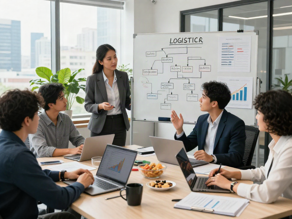 Diskusi tim profesional di kantor modern tentang strategi anabulbet.