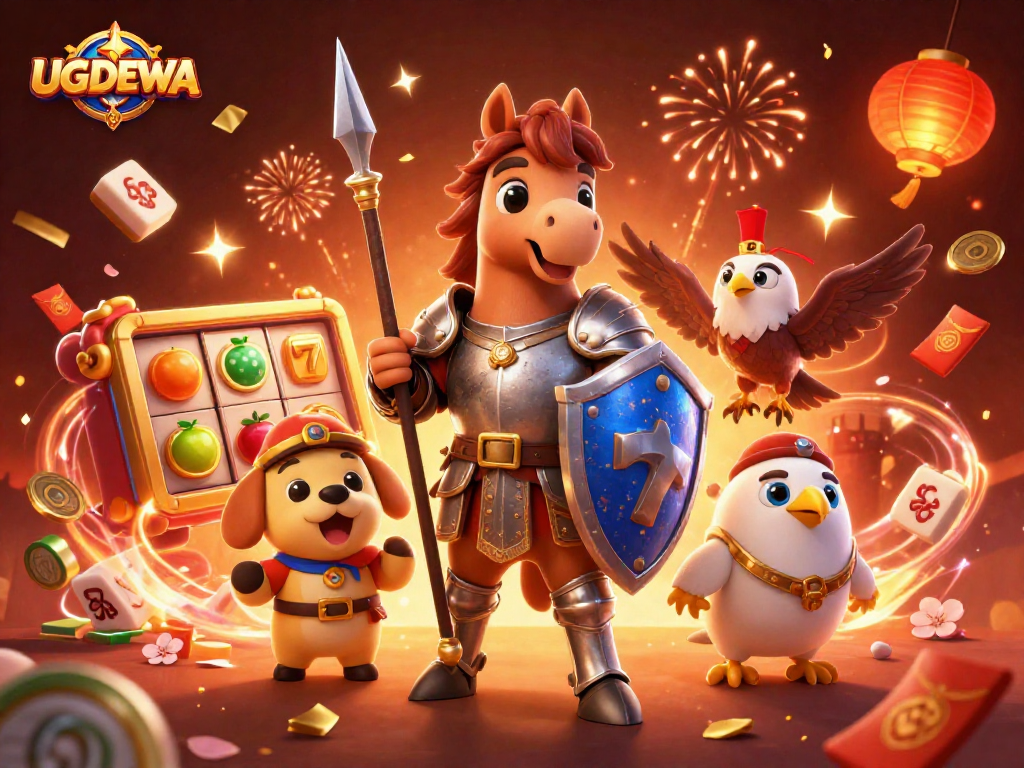 Experience gaming excitement with UGDEWA's vibrant slots scene featuring dynamic action and colorful elements.