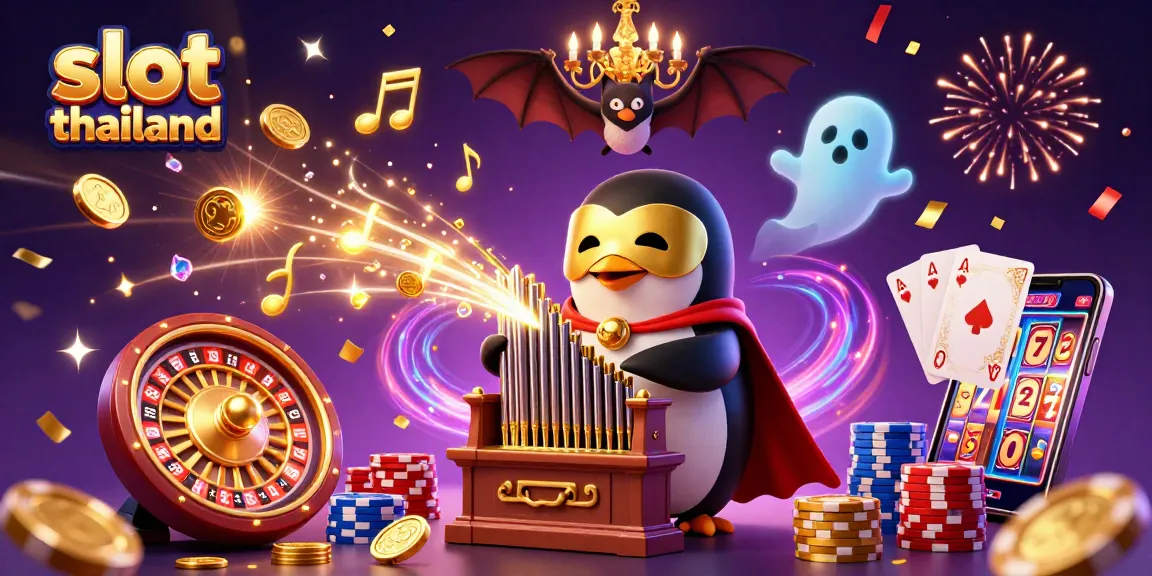 Experience explosive wins in slot thailand with a vibrant casino scene featuring animated characters and games.