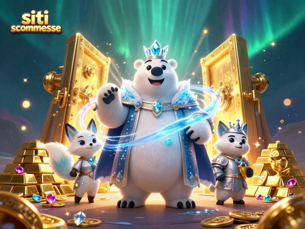 Scopri i migliori siti scommesse con un'illustrazione di un orso polare e una volpe nel regno del gioco.