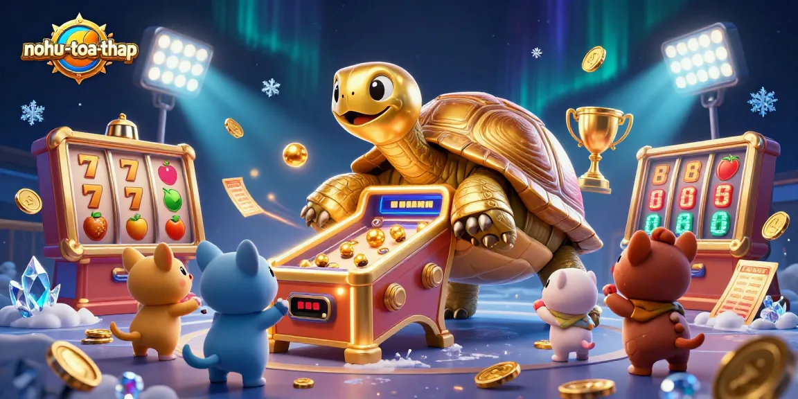 Experience the thrilling nohu-toa-thap game with a colossal tortoise pinball machine and slot elements offering extraordinary wins.