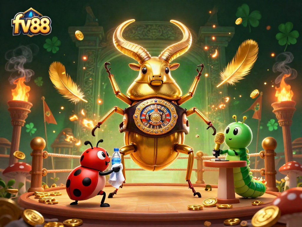 Engage with exciting bets at fv 88 showcased in a vibrant 3D casino arena illustration.