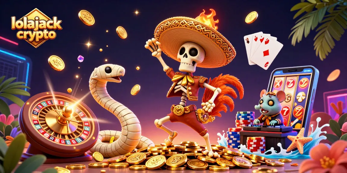 Spin to win with lolajack crypto showcasing gaming excitement in 3D illustration.